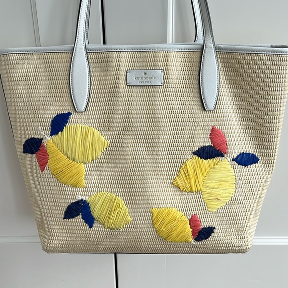 kate spade Handbags - ♠️ 🍋 Kate Spade New York Ash Straw Lemon Zest Large Tote Handbag